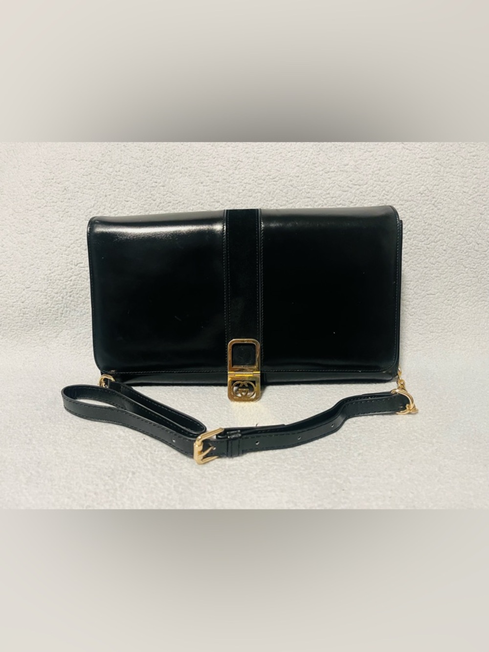Gucci Vintage Interlocking GG Black Clutch/Crossbody Bag